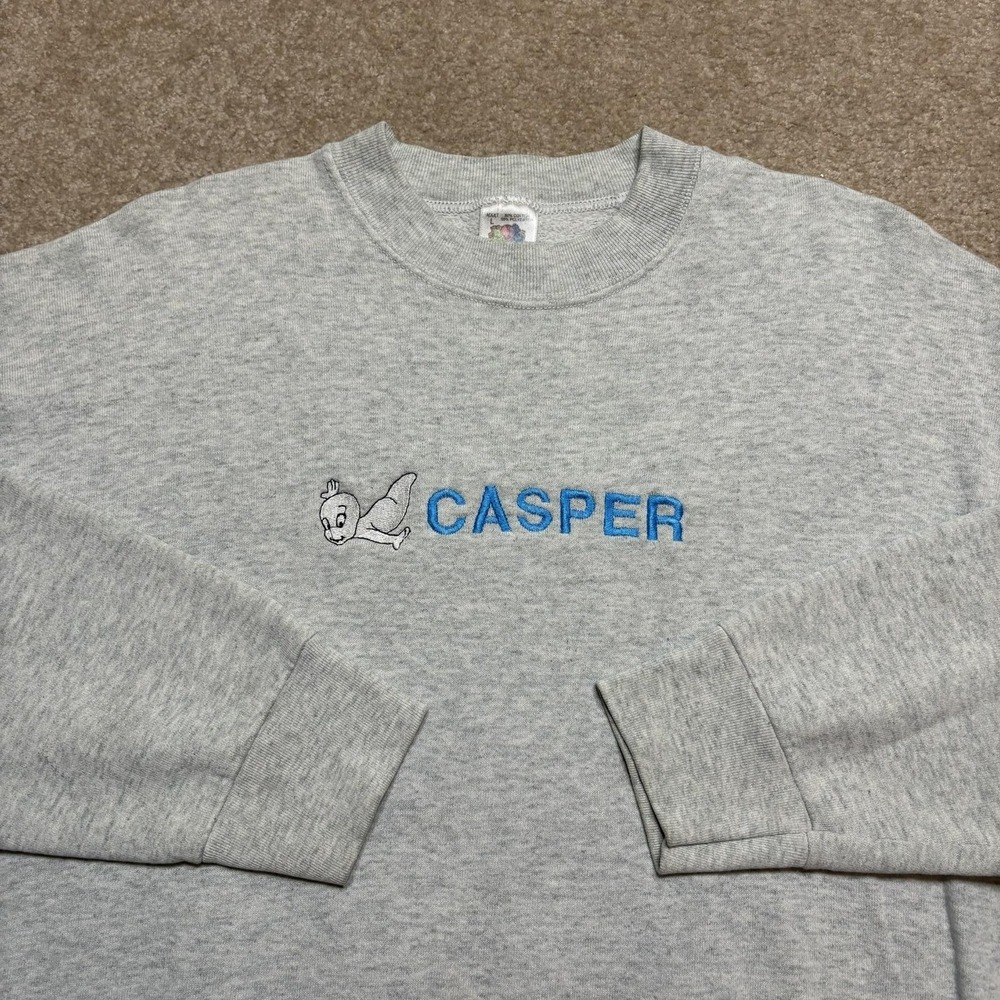 Vtg Casper The Friendly Ghost Sweatshirt Mens Large Gray Crewneck Halloween 90s